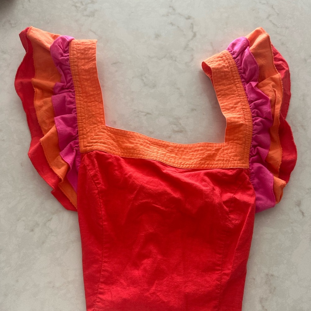 Vibrant Red and Orange Crop Top